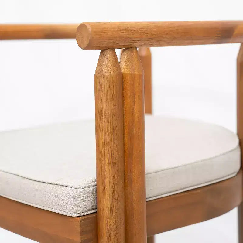 Christopher Knight Home Eleni Set da Pranzo Rustico da Esterno 9 Pezzi in Legno di Acacia con Tavolo a Doghe e Cuscini
