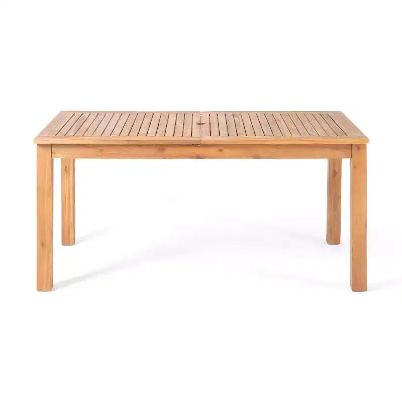 Christopher Knight Home Francine Set da Pranzo da Esterno di 7 Pezzi in Vimini Intrecciato Rustico con Legno di Acacia e Tavolo a Doghe Allungabile