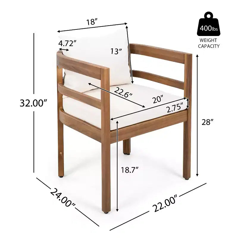 Christopher Knight Home Bennett Patio set da 7 pezzi rustico in legno di acacia, tavolo da pranzo allungabile e sedie con cuscini