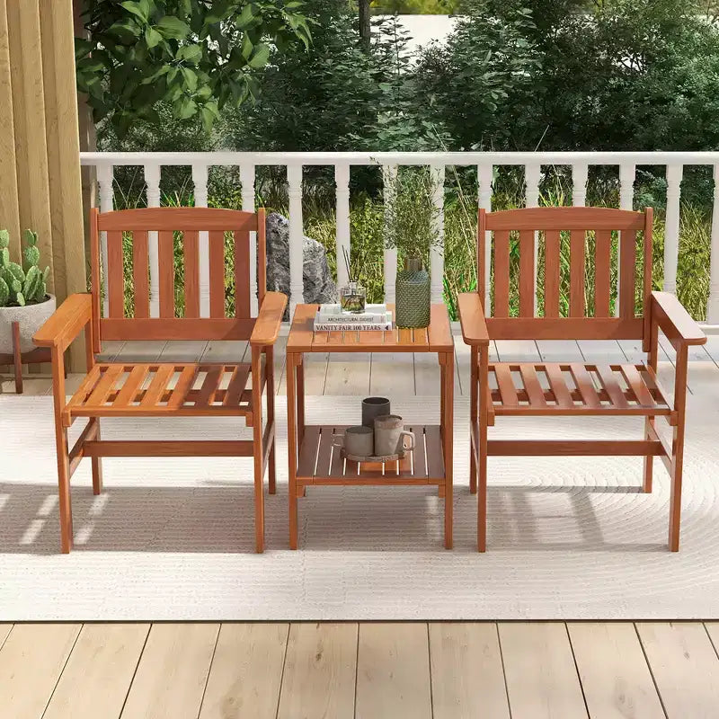 Set Costway 3 Pezzi Tavolo e Sedie da Bistrò per Esterni con Foro per Ombrellone per Giardino a Bordo Piscina