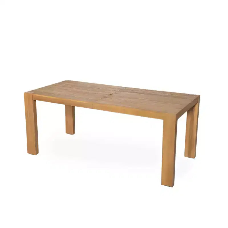 Set da pranzo Whisen per 6 persone, set di mobili da esterno con foro per ombrellone, tavolo, sedie e panca