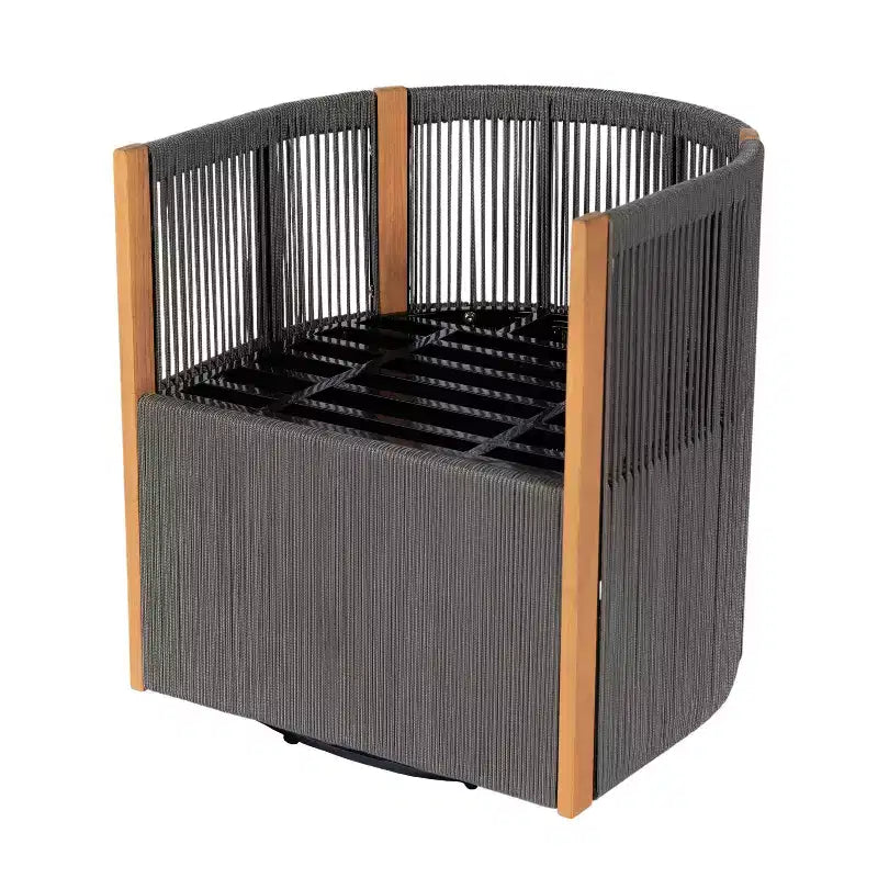 Christopher Knight Home Everett Set da pranzo moderno per patio da 5 pezzi in legno di acacia con tavolo rotondo e 4 sedie girevoli in corda
