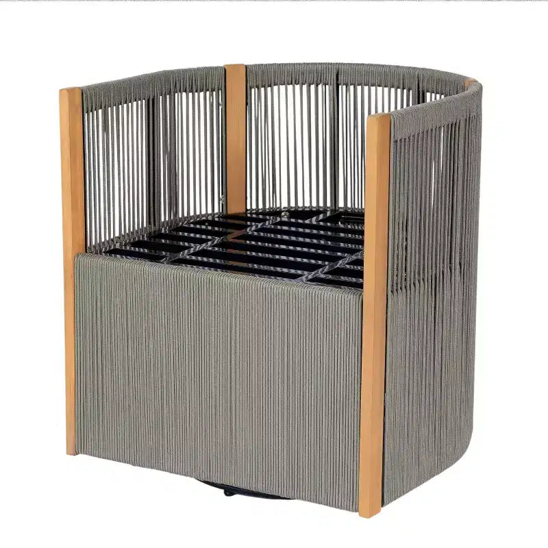 Christopher Knight Home Everett Set da pranzo moderno per patio da 5 pezzi in legno di acacia con tavolo rotondo e 4 sedie girevoli in corda