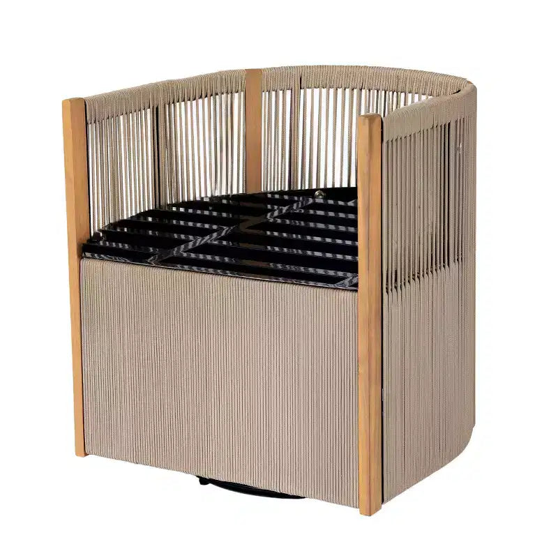 Christopher Knight Home Everett Set da pranzo moderno per patio da 5 pezzi in legno di acacia con tavolo rotondo e 4 sedie girevoli in corda