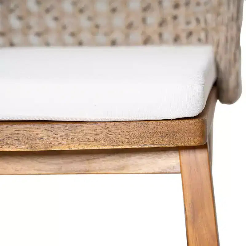 Christopher Knight Home Rohan, set da pranzo da 3 pezzi per patio, moderno, in acacia, con sedie in vimini naturale e tavolo da bistrò