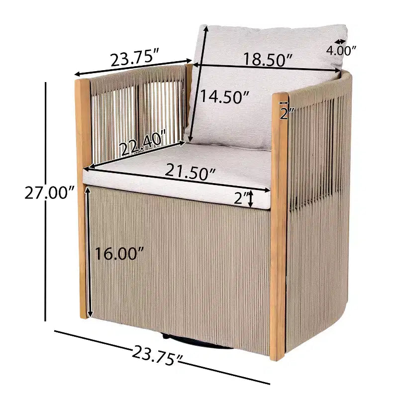 Christopher Knight Home Calvin Set da Pranzo Moderno da Esterno a 5 Pezzi in Legno di Acacia con 4 Sedie Girevoli e Tavolo