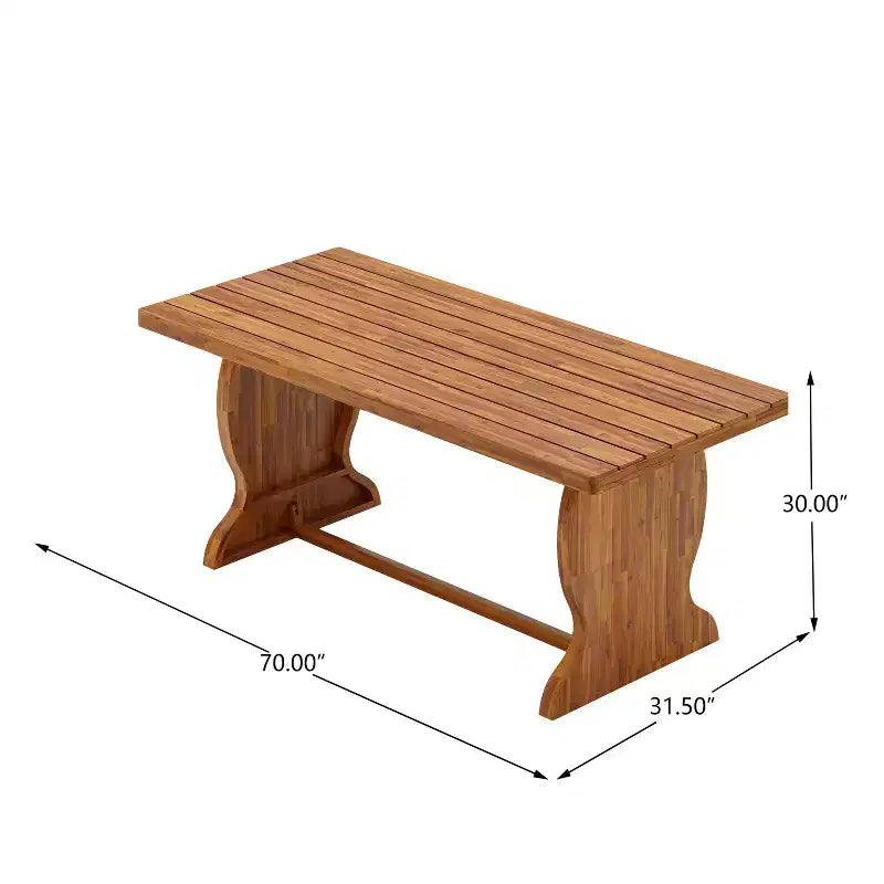Set da pranzo moderno Christopher Knight Home Lorenzo a 7 pezzi in legno di acacia con design a doghe e gambe a forma di coda di pesce