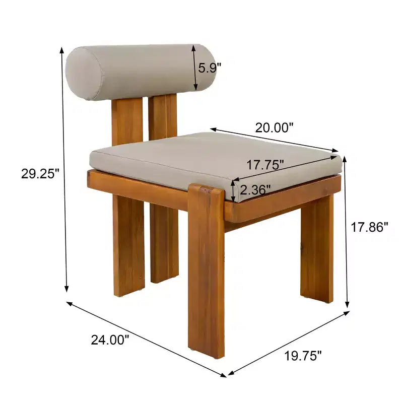 Christopher Knight Home Javier, set da pranzo moderno da 5 pezzi per patio con struttura in acacia, sedute imbottite, schienale rotondo e tavolo a doghe
