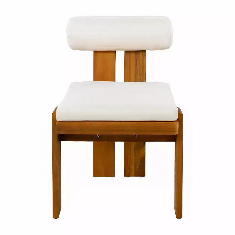 Christopher Knight Home Javier, set da pranzo moderno da 5 pezzi per patio con struttura in acacia, sedute imbottite, schienale rotondo e tavolo a doghe