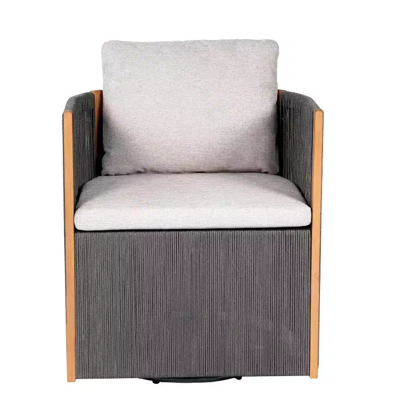 Christopher Knight Home Harrison Patio Set da Pranzo Moderno in Legno di Acacia a 7 Pezzi con 6 Sedie Girevoli in Corda