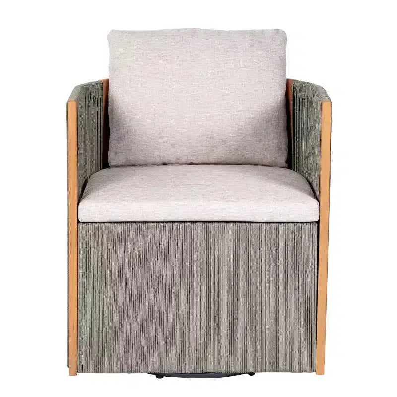 Christopher Knight Home Harrison Patio Set da Pranzo Moderno in Legno di Acacia a 7 Pezzi con 6 Sedie Girevoli in Corda