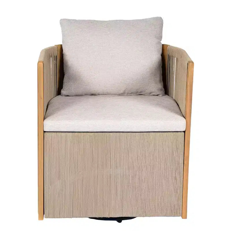 Christopher Knight Home Harrison Patio Set da Pranzo Moderno in Legno di Acacia a 7 Pezzi con 6 Sedie Girevoli in Corda