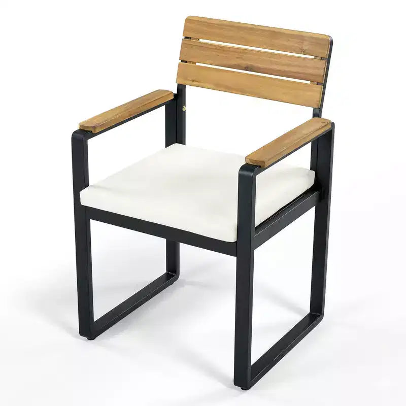 Whisen Set da Pranzo da Esterno 6 Pezzi per 6-7 Persone, Set da Pranzo per Giardino e Patio, 1 Tavolo Rettangolare e 1 Panca e 4 Sedie con Cuscini