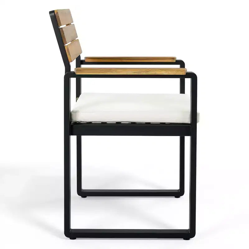 Whisen Set da Pranzo da Esterno 6 Pezzi per 6-7 Persone, Set da Pranzo per Giardino e Patio, 1 Tavolo Rettangolare e 1 Panca e 4 Sedie con Cuscini