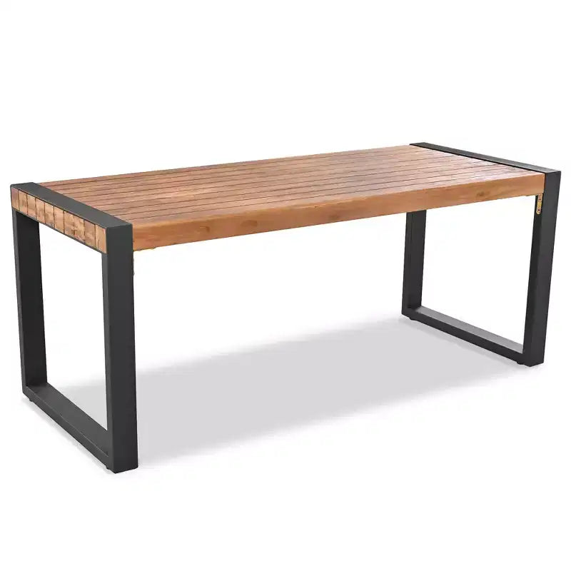 GDFStudio Wesley Set da pranzo con tavolo e 2 panche da esterno in legno di acacia e acciaio