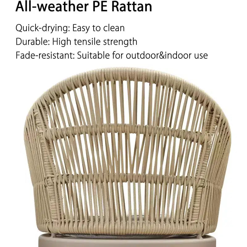 Set da pranzo per esterni PURPLE LEAF con tavolo da pranzo in alluminio e sedie in vimini di rattan