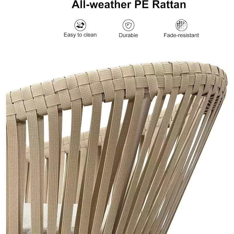Set da pranzo per esterni PURPLE LEAF con tavolo da pranzo in alluminio e sedie in vimini di rattan