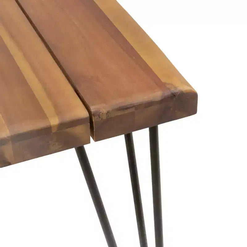Set da pranzo da esterno di 7 pezzi per 6 persone con sedie in rattan intrecciato, tavolo da pranzo rettangolare da patio da 72 pollici con piano in legno di acacia per cortile, terrazzo-Panipeachy