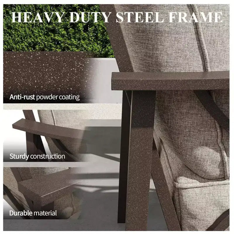 Set da 2 pezzi per patio esterno, divano da patio a 3 posti in metallo resistente alle intemperie da 70 pollici e tavolino rettangolare