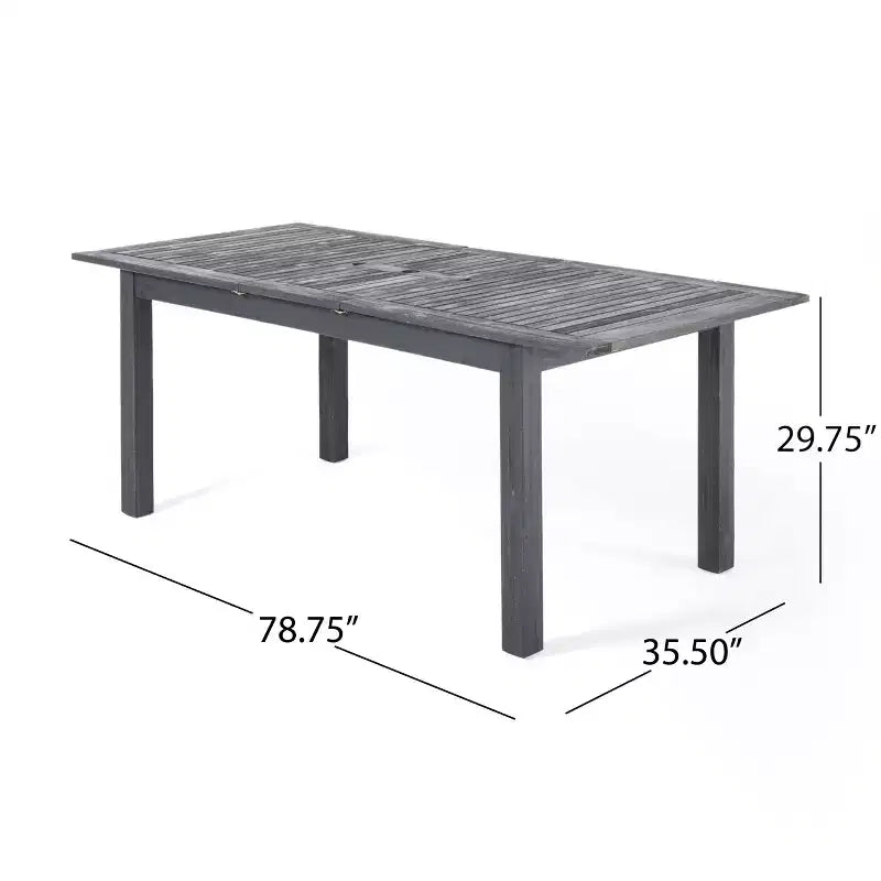 Christopher Knight Home Rani Set da Pranzo Moderno da 9 Pezzi in Acacia con Tavolo a Doghe Estensibile e Cuscini