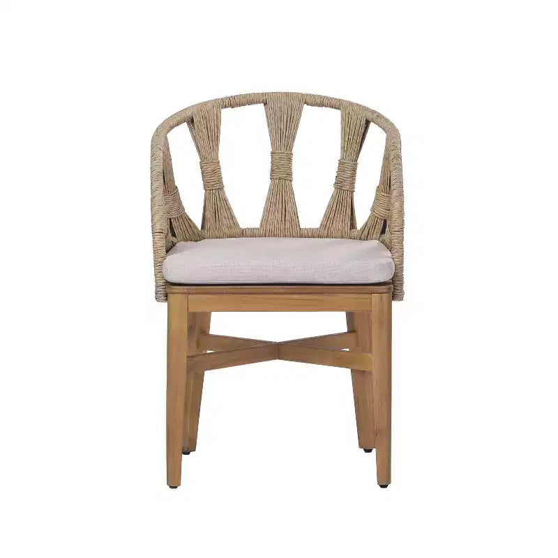 Christopher Knight Home Cascade, set da pranzo Boho da esterno a 7 pezzi in legno di acacia e vimini con tavolo ovale a doghe da esterno