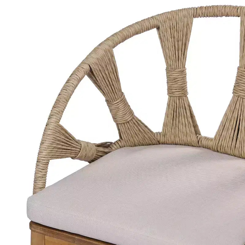 Christopher Knight Home Ferb, set da pranzo a 7 pezzi in legno di acacia e vimini boho per esterni, con cuscini
