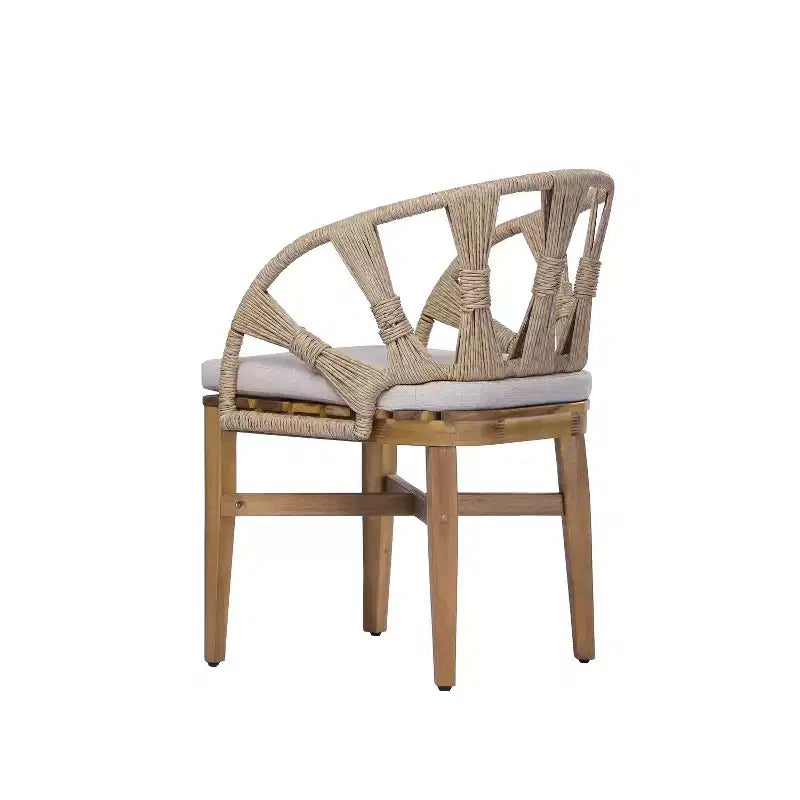 Christopher Knight Home Ferb, set da pranzo a 7 pezzi in legno di acacia e vimini boho per esterni, con cuscini