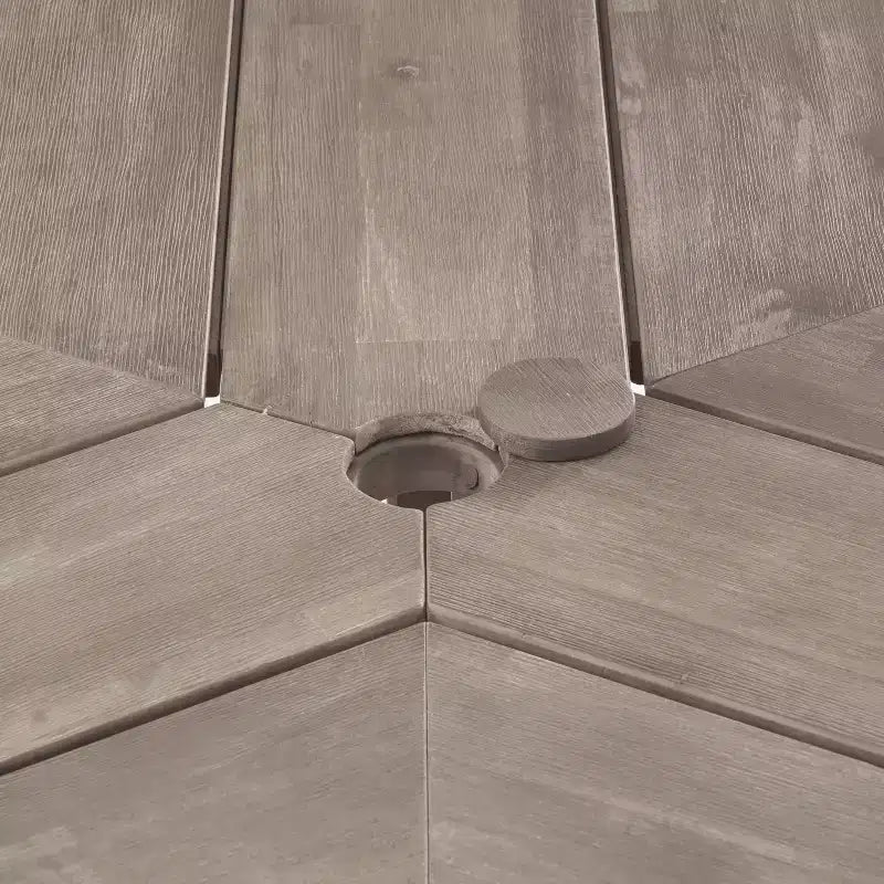 GDFStudio Rhodes Set da pranzo da esterno 5 pezzi in legno di acacia con foro per ombrellone