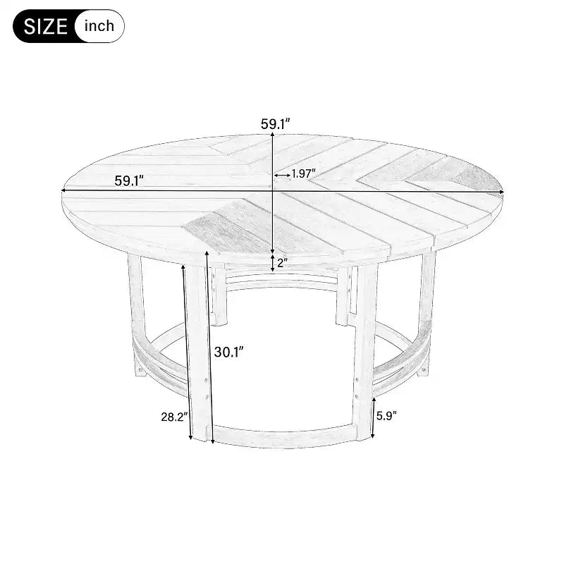 GDFStudio Rhodes Set da pranzo da esterno 5 pezzi in legno di acacia con foro per ombrellone
