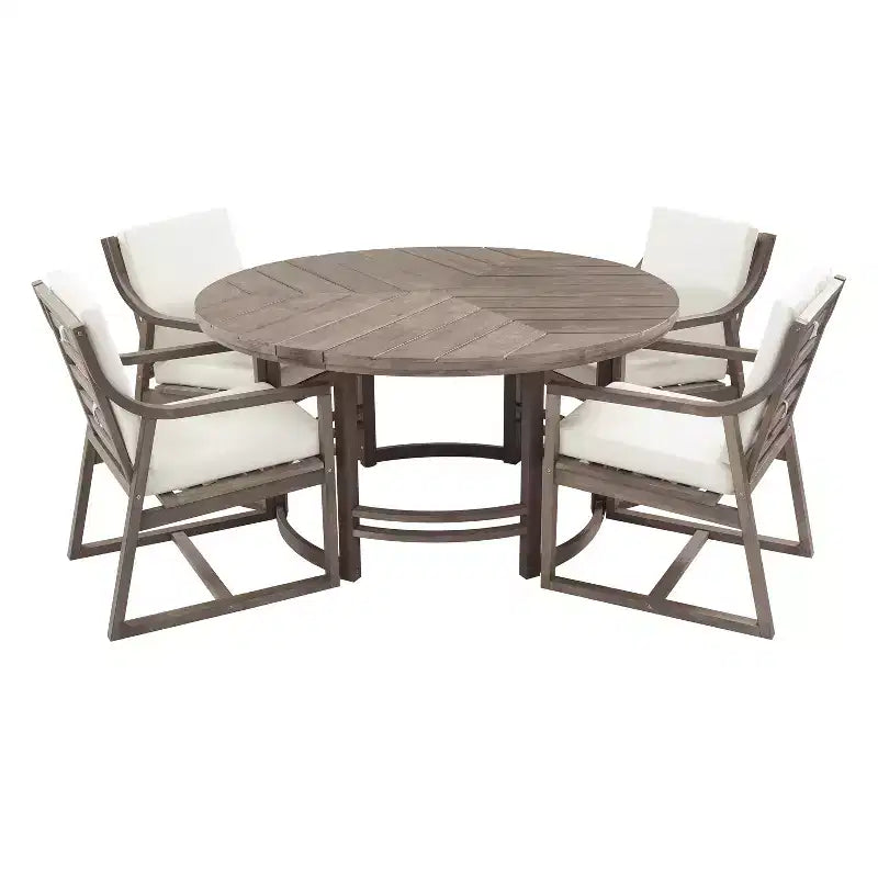GDFStudio Rhodes Set da pranzo da esterno 5 pezzi in legno di acacia con foro per ombrellone