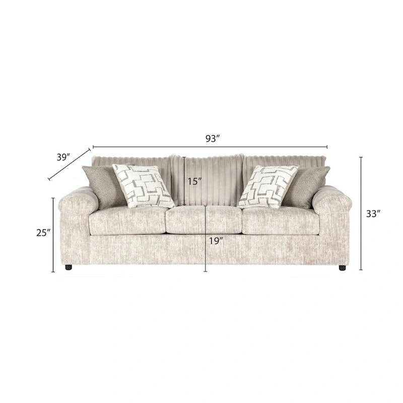 Set divano, divanetto e poltrona Cuddle in velluto a coste larghe Nason di Roundhill Furniture