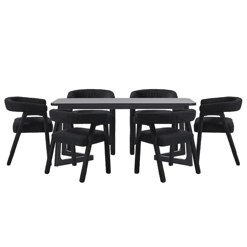 Set tavolo da pranzo Middlebrook 7 pezzi in legno massello con sedie in tessuto completo