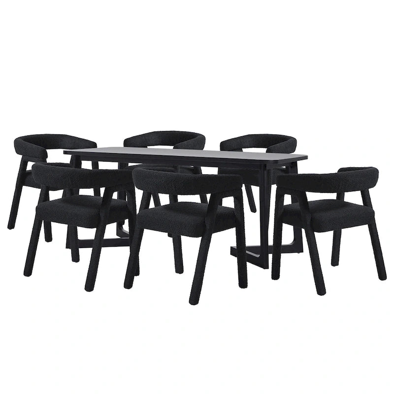 Set tavolo da pranzo Middlebrook 7 pezzi in legno massello con sedie in tessuto completo