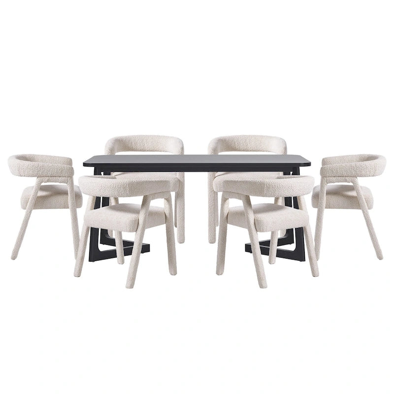Set tavolo da pranzo Middlebrook 7 pezzi in legno massello con sedie in tessuto completo