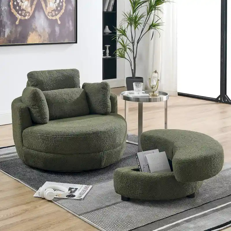 Poltrona a botte girevole "Green Modern 52" con pouf contenitore