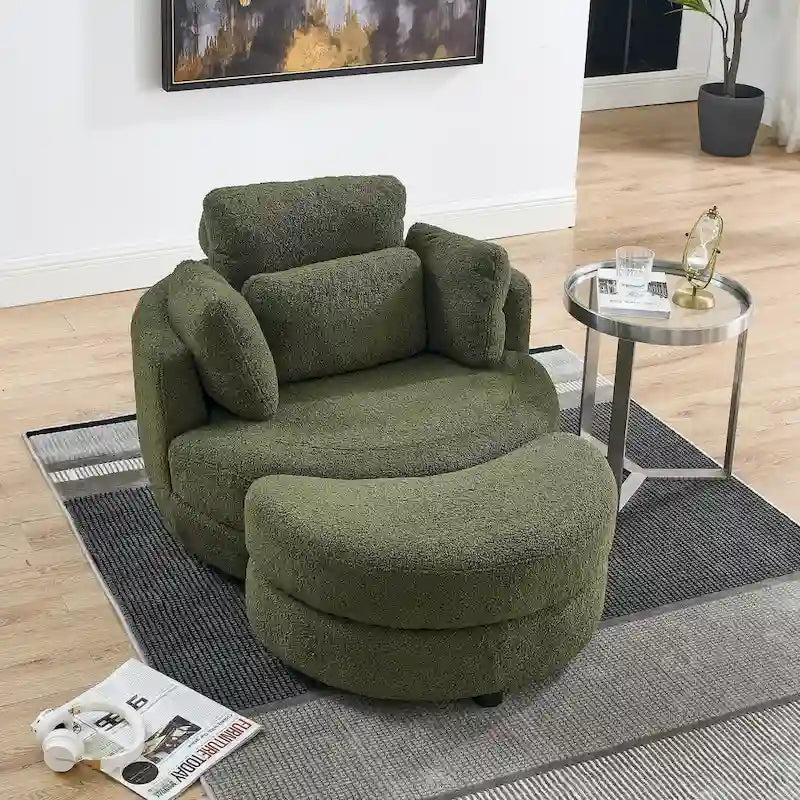 Poltrona a botte girevole "Green Modern 52" con pouf contenitore