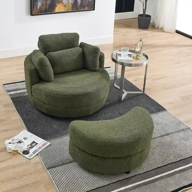 Poltrona a botte girevole "Green Modern 52" con pouf contenitore