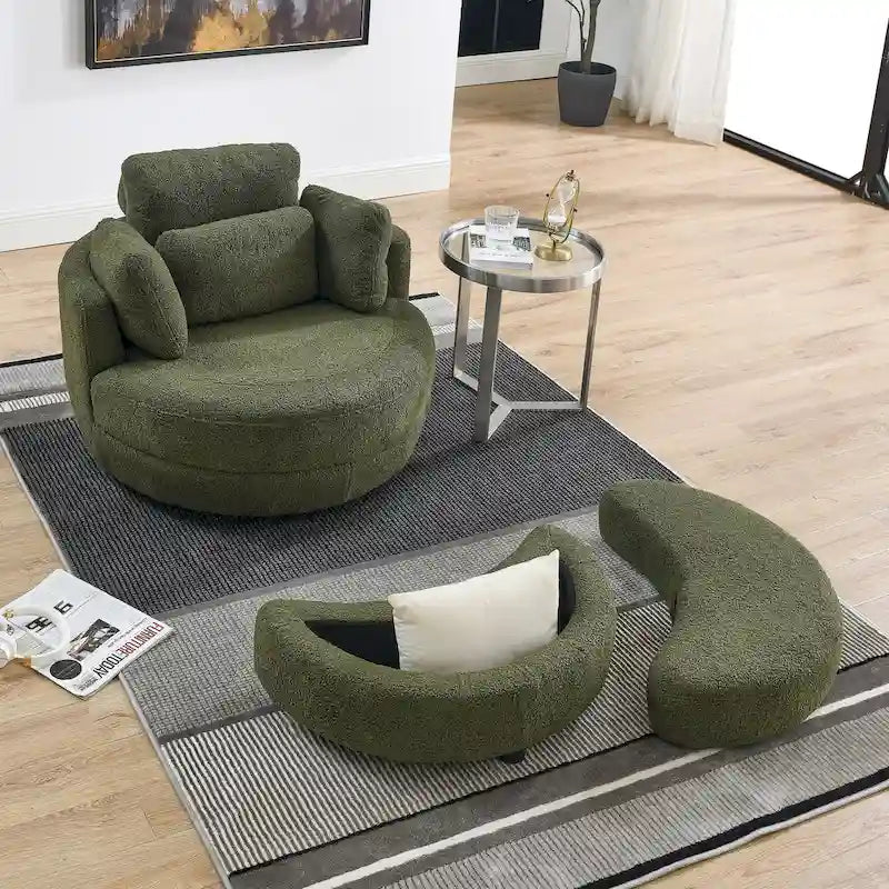 Poltrona a botte girevole "Green Modern 52" con pouf contenitore