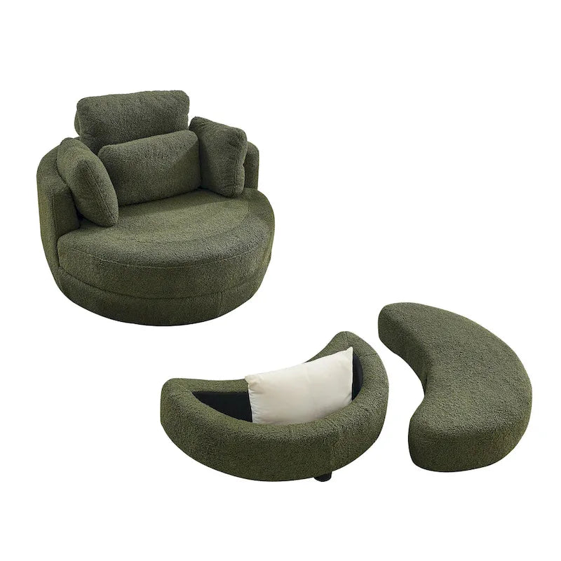 Poltrona a botte girevole "Green Modern 52" con pouf contenitore