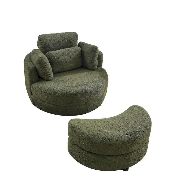 Poltrona a botte girevole "Green Modern 52" con pouf contenitore