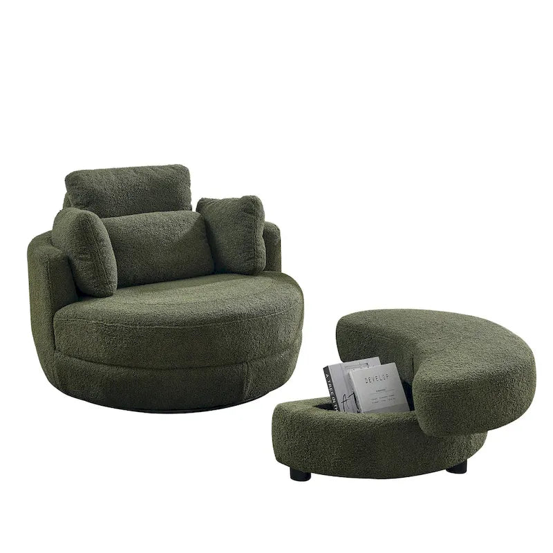 Poltrona a botte girevole "Green Modern 52" con pouf contenitore