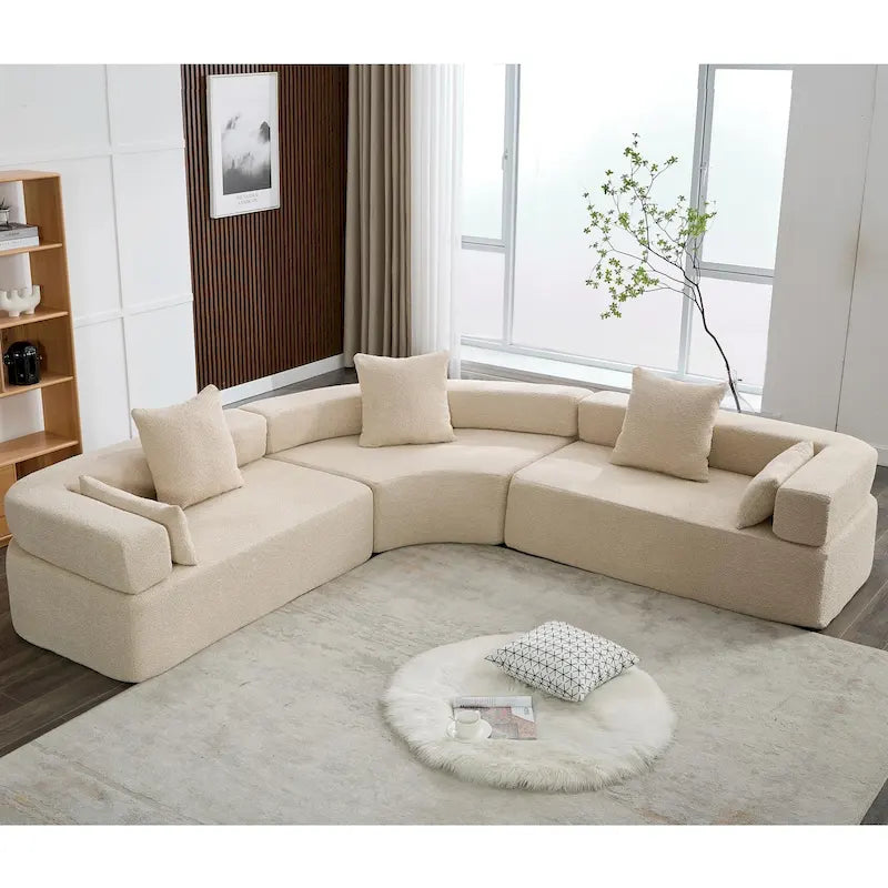 Divano componibile angolare a L in boucle oversize da 111 pollici, combinazione libera in 3 pezzi