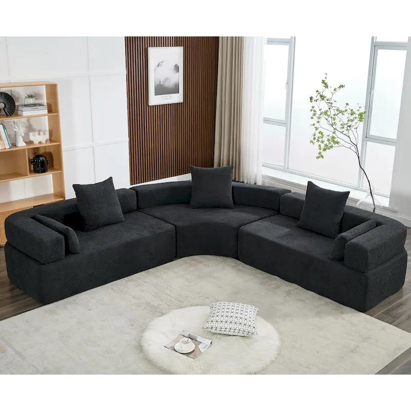 Divano componibile angolare a L in boucle oversize da 111 pollici, combinazione libera in 3 pezzi