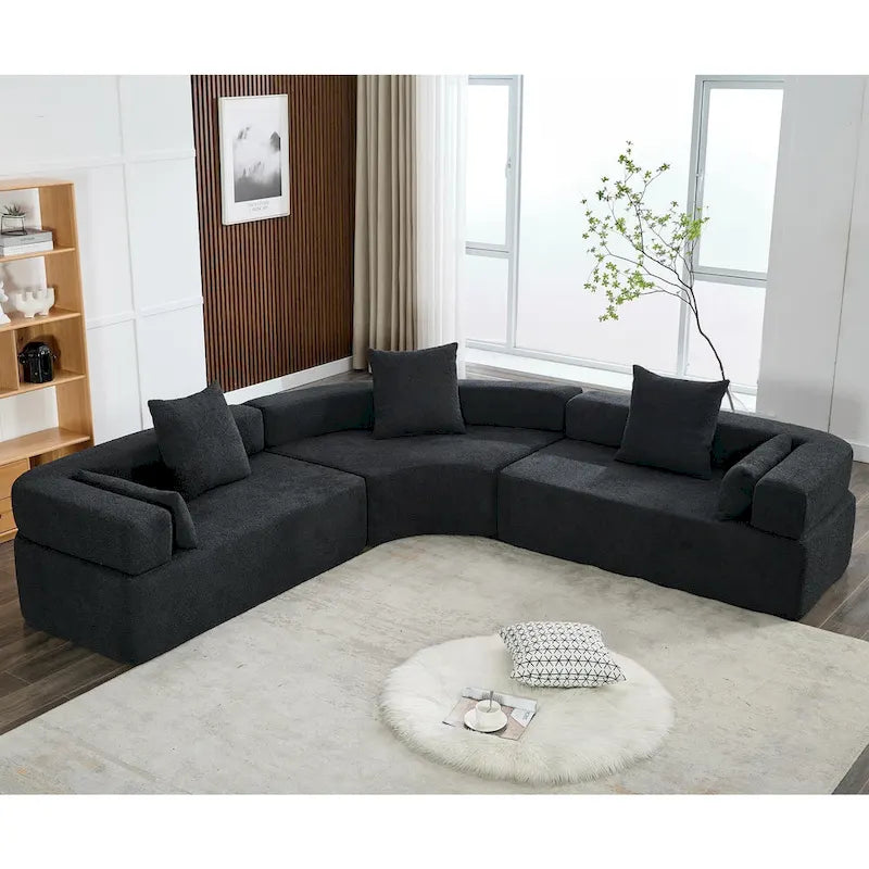 Divano componibile angolare a L in boucle oversize da 111 pollici, combinazione libera in 3 pezzi