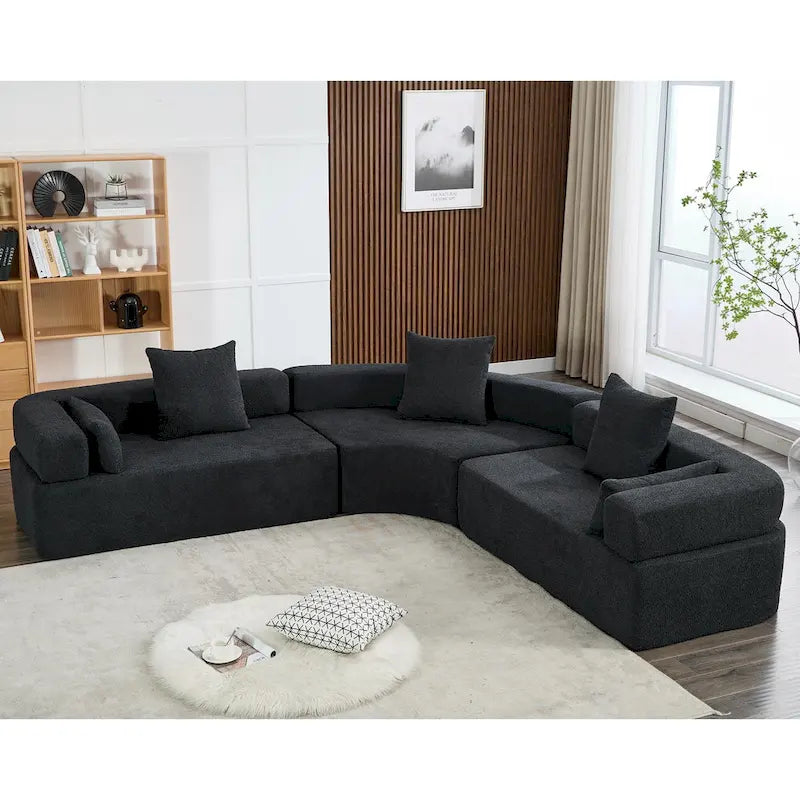 Divano componibile angolare a L in boucle oversize da 111 pollici, combinazione libera in 3 pezzi
