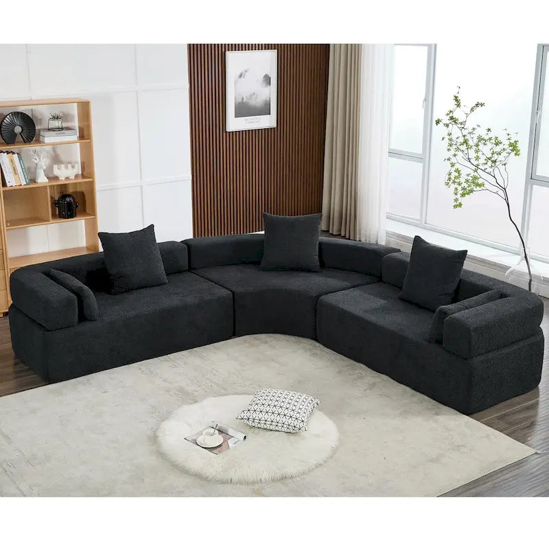 Divano componibile angolare a L in boucle oversize da 111 pollici, combinazione libera in 3 pezzi