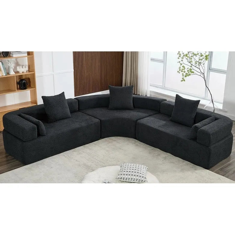 Divano componibile angolare a L in boucle oversize da 111 pollici, combinazione libera in 3 pezzi