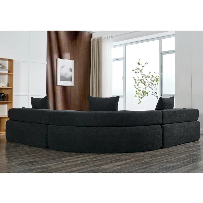 Divano componibile angolare a L in boucle oversize da 111 pollici, combinazione libera in 3 pezzi