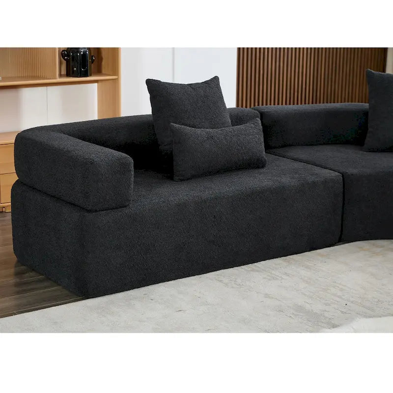 Divano componibile angolare a L in boucle oversize da 111 pollici, combinazione libera in 3 pezzi