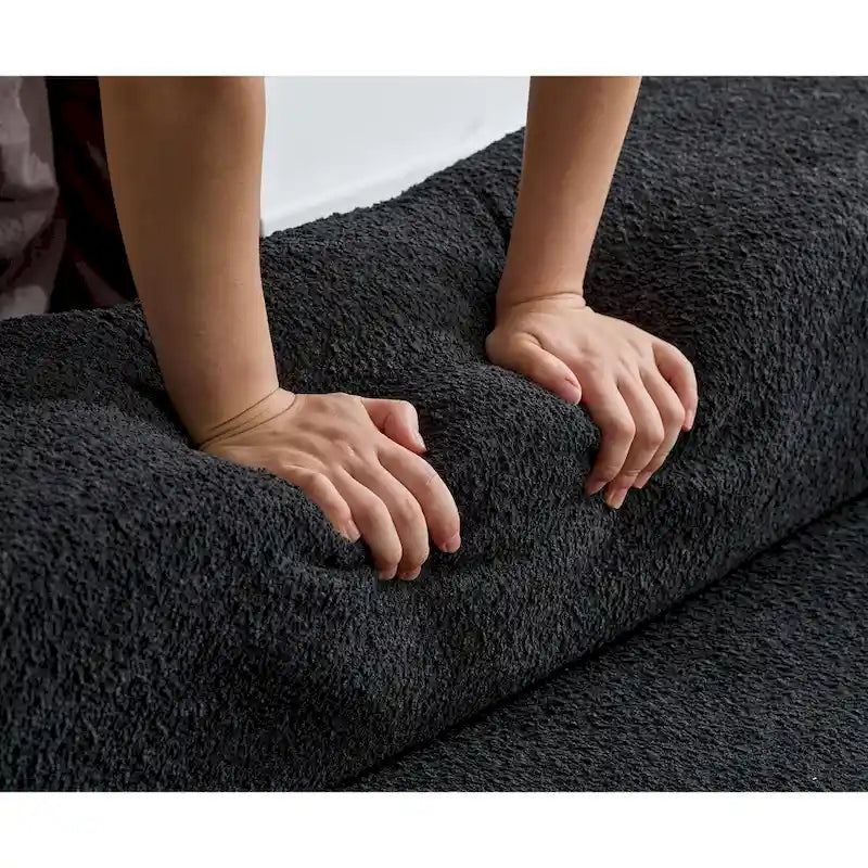 Divano componibile angolare a L in boucle oversize da 111 pollici, combinazione libera in 3 pezzi